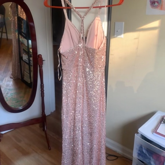 Morgan & Co. Champange Sequin Prom Dress - Picture 4 of 7